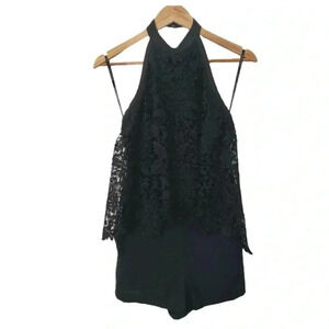 Marciano Womens Black Lyndy Lace Romper Size 2 Halter